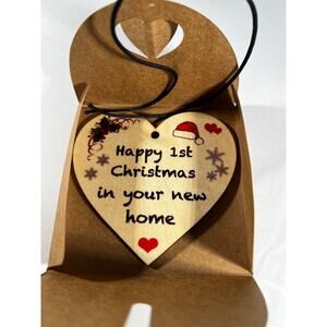 NEW Wooden Heart Christmas Ornament Happy 1st Christmas in Your New Home